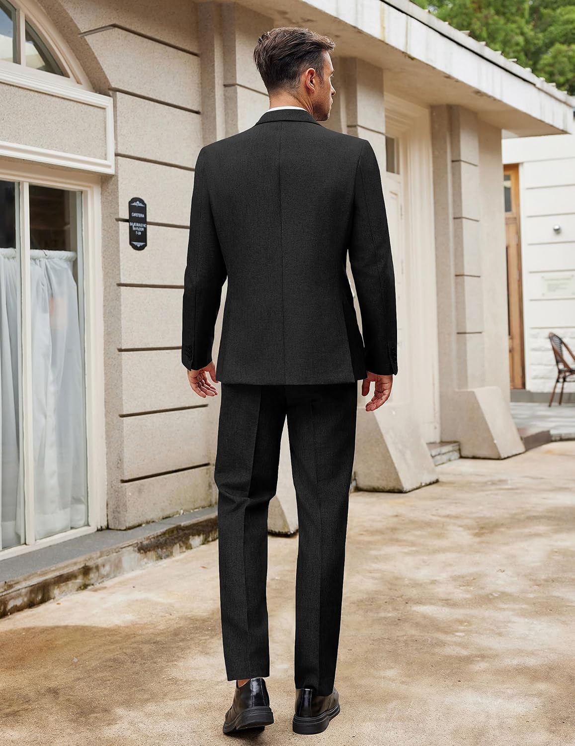 Detalle de COOFANDY Men’s Classic Fit 2-Piece Suit Set (One-Button Blazer & Separate Trousers)