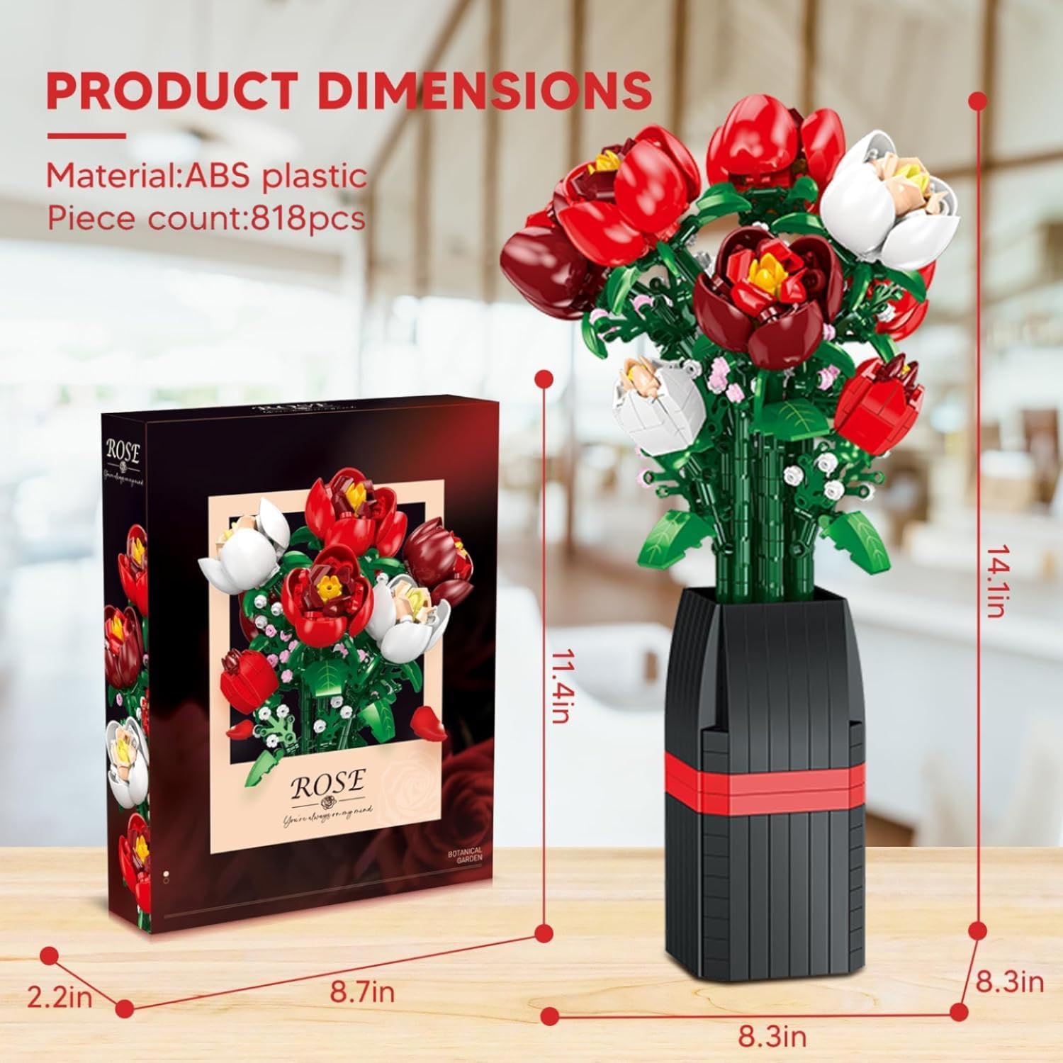 Thumbnail 3 de XinLiangDian Rose Flowers Bouquet 761PCS Building Block Set — Botanical Gift for Adults