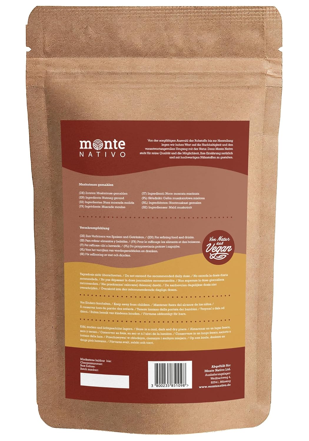 Detalle de Monte Nativo Muskatnuss gemahlen (300 g) – Intensives Aroma, fein gemahlen