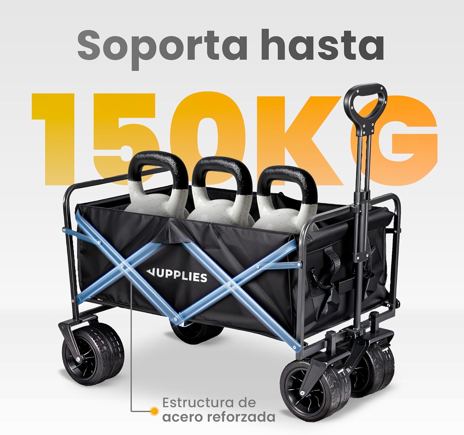 Thumbnail 1 de JUPPLIES Carro plegable con ruedas grandes 150 kg