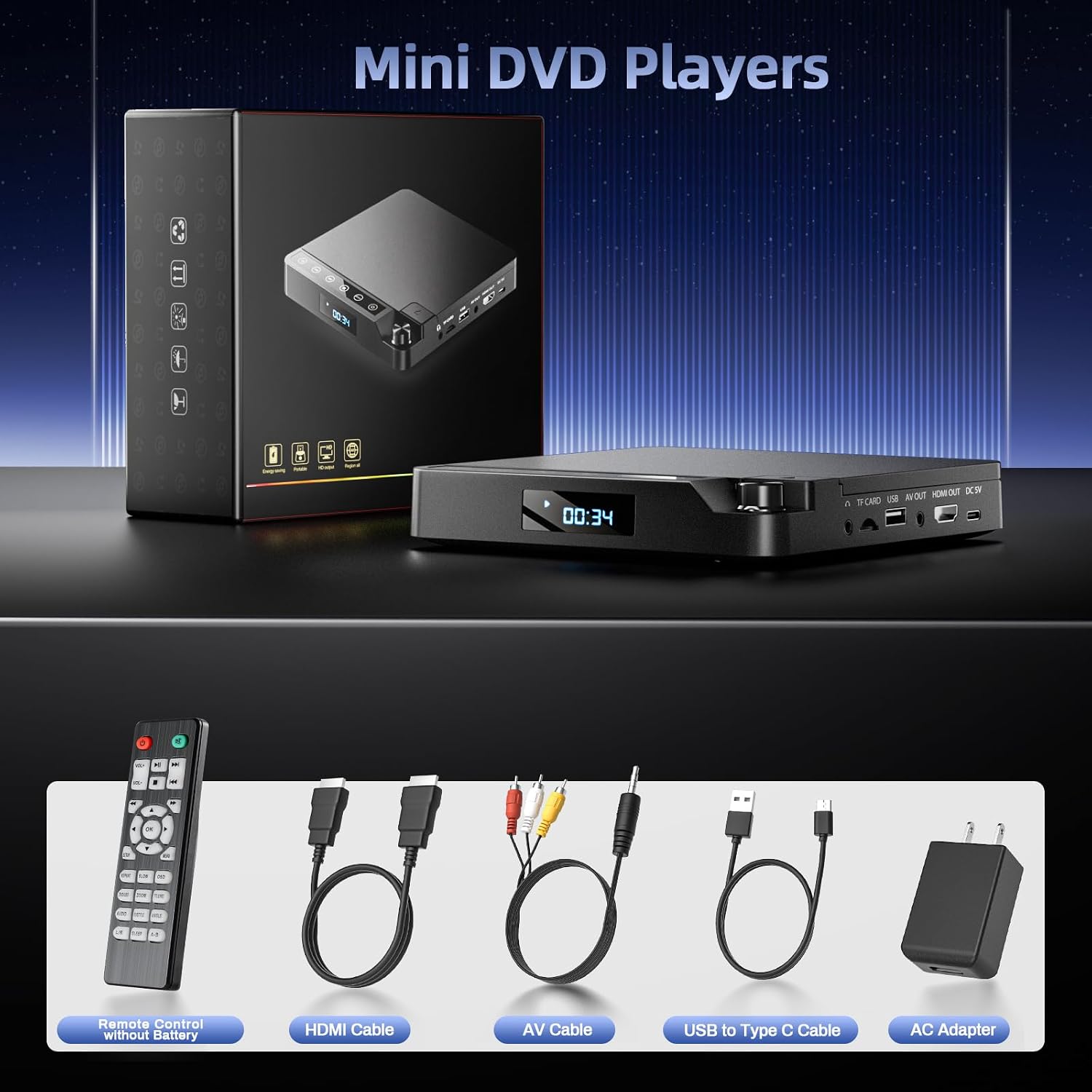 Thumbnail 6 de Desobry Mini DVD Player for TV: All-Region, 1080P HDMI, Ultra-Compact & Travel‑Ready