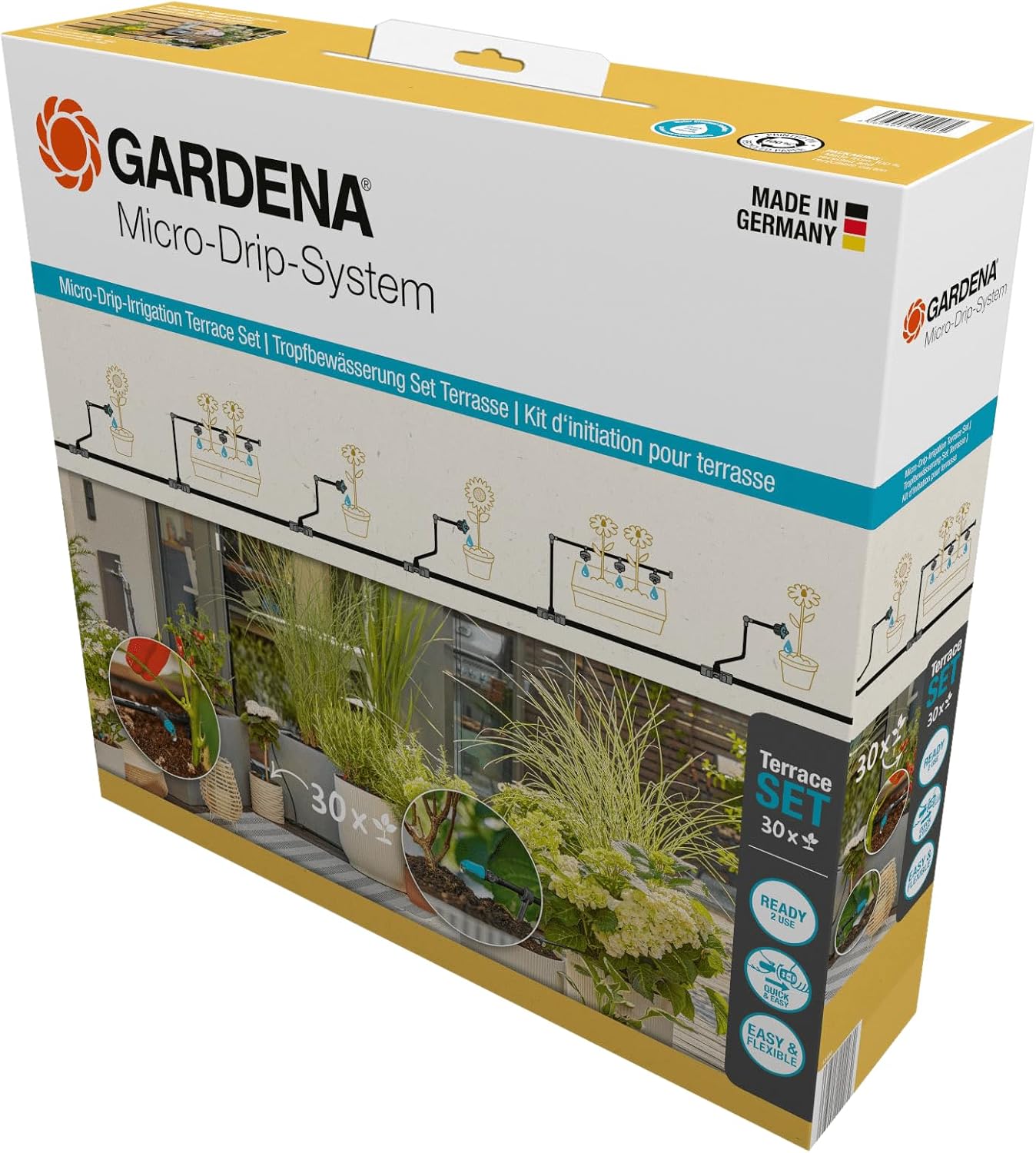 Detalle de Gardena Micro-Drip-System Drip Irrigation Set Terrace (30 plants) – Starter Kit