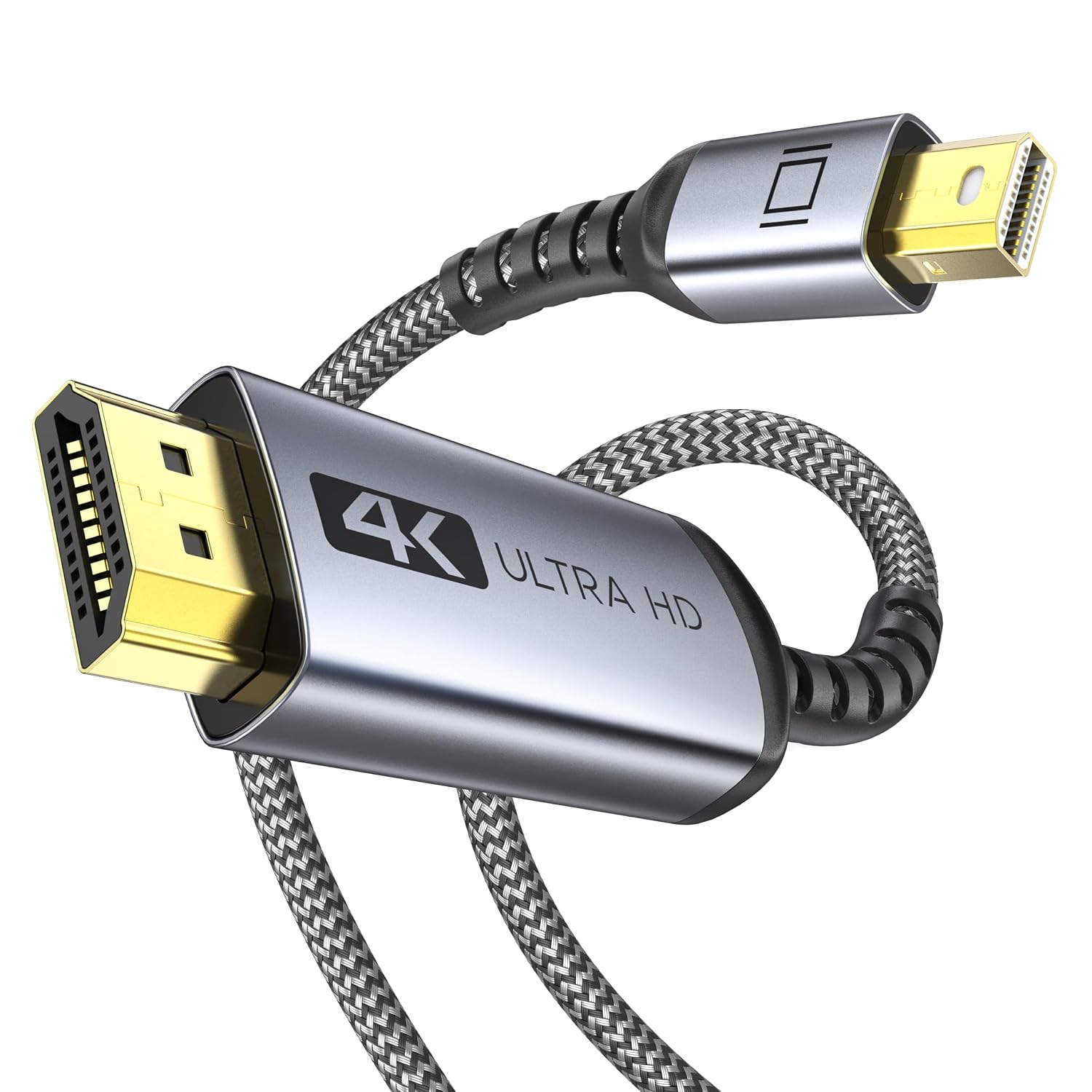 Detalle de WARRKY 4K Mini DisplayPort auf HDMI Kabel (2K 60 Hz, 1080p @120 Hz, Aluminiumgehäuse) – 2 m