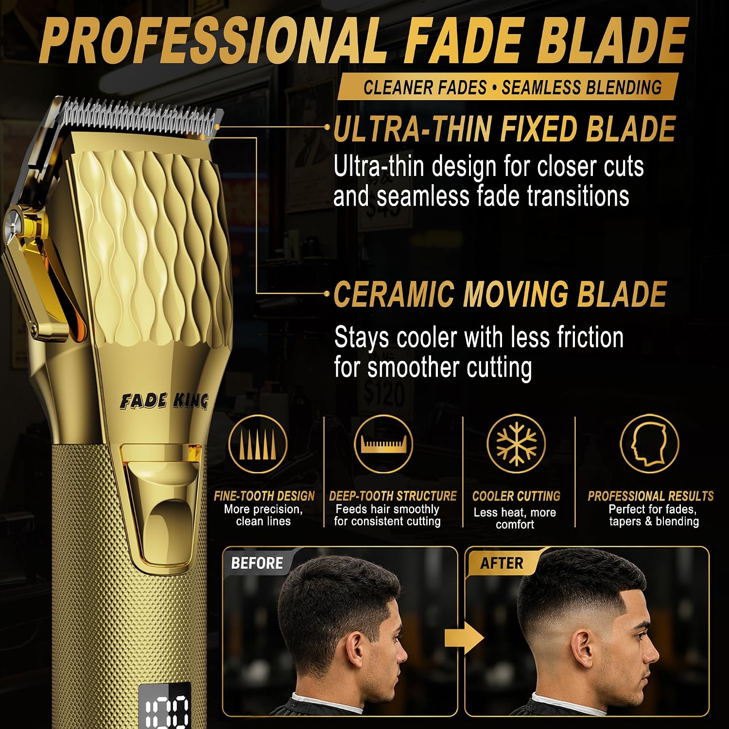 Detalle 2 de FADEKING Professional Hair Clippers with LCD Display ⚙
