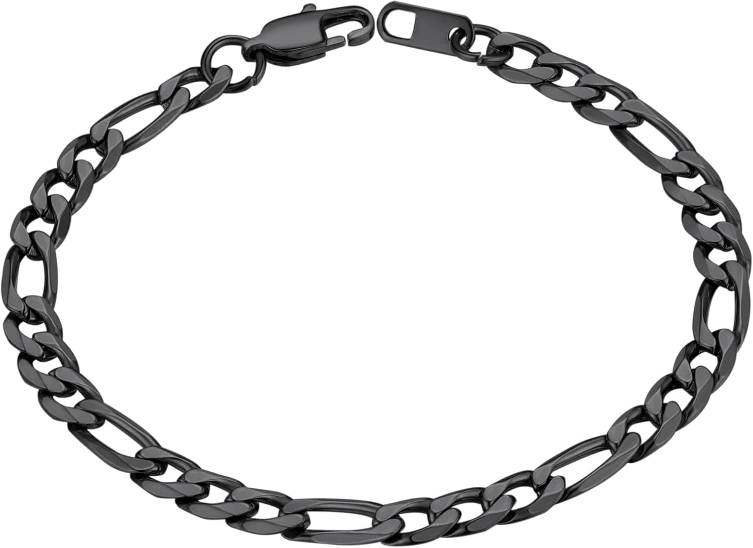 Detalle de Bracelet gourmette Homme en acier inoxydable ChainsHouse — Figaro, 19/21 cm, 6/9 mm, argenté, plaqué or ou noir