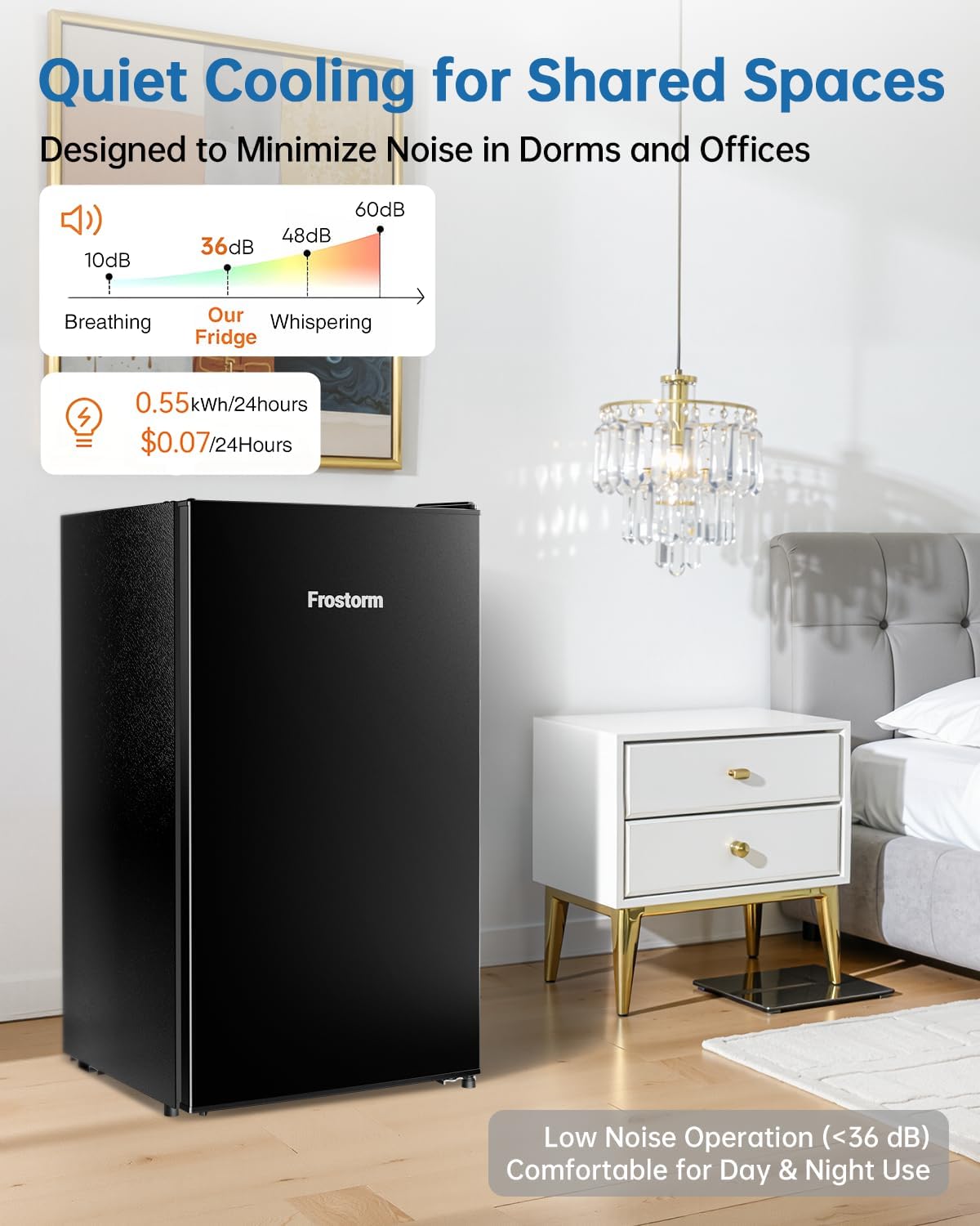 Thumbnail 3 de Frostorm BC-90 3.2 Cu Ft Mini Fridge with Freezer, Reversible Door