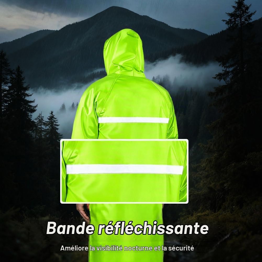 Detalle 1 de BSBUY 5484445 waterdichte regenponcho met capuchon en reflecterende strepen