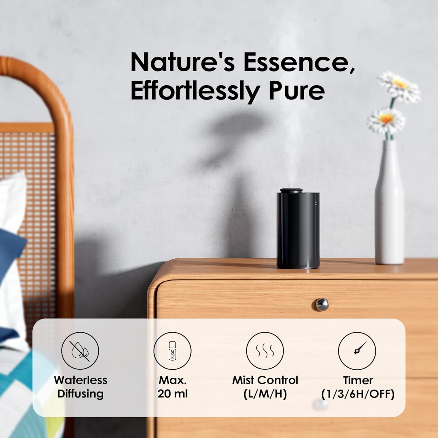 Detalle de Airless oil diffuser 20 mL, AN6 Black