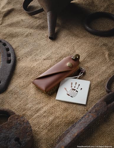Detalle de Crazy Horse Craft Schlüsselanhänger Leder – Minimalistischer Zwei-Fächer Organizer
