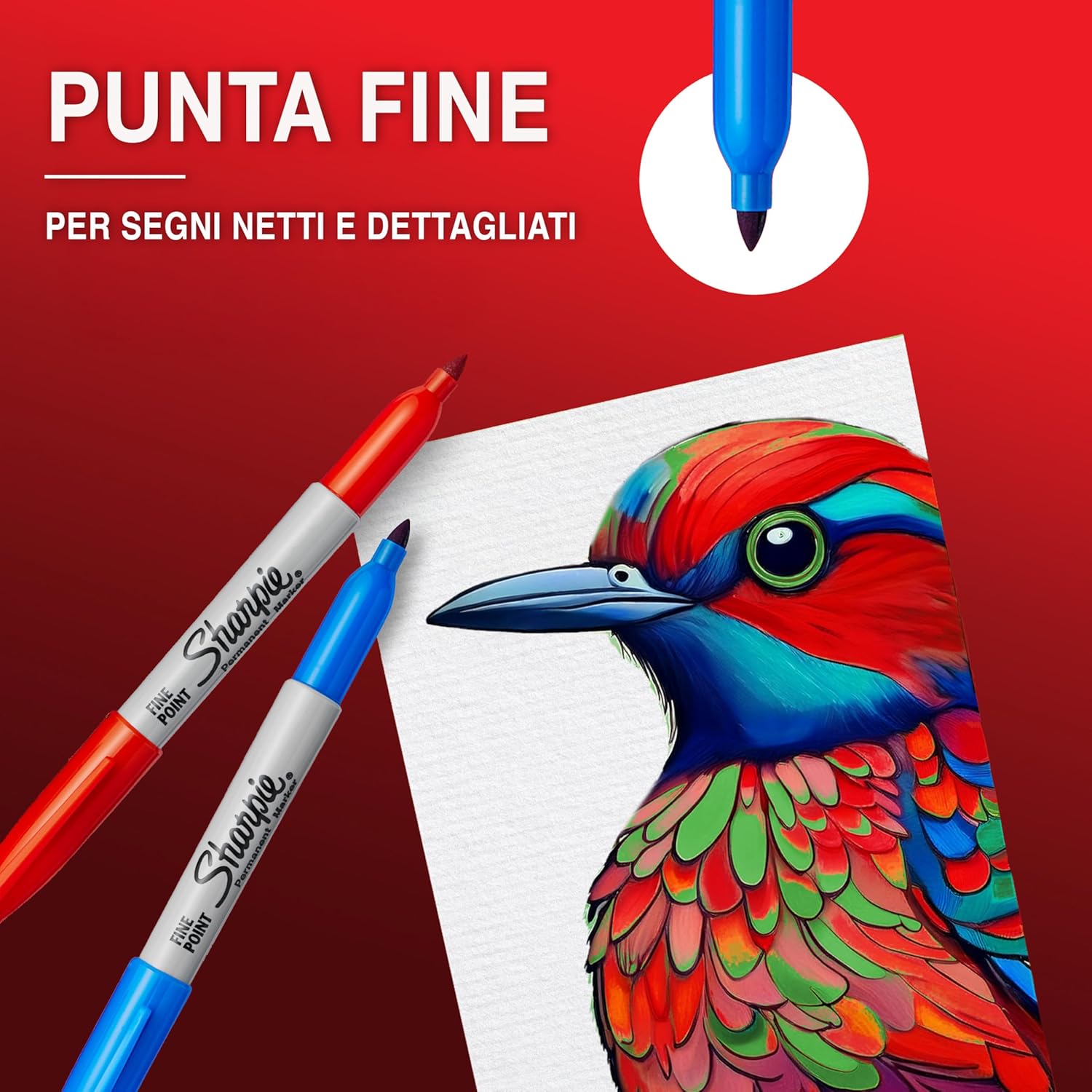 Thumbnail 4 de Sharpie punta fine rosso 12 pezzi ✒