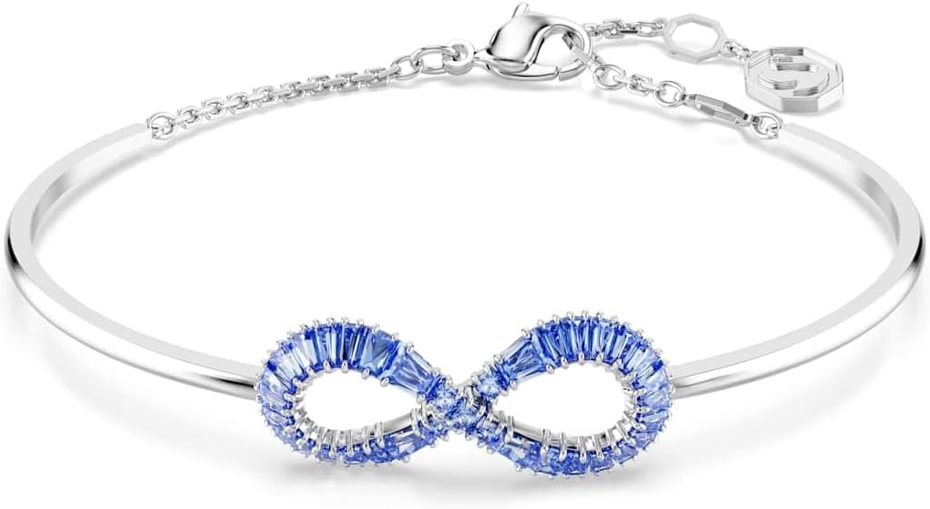 Detalle de Swarovski Women's Infinity Heart Bangle with Crystals – Rhodium Plated, White Zirconia, Medium