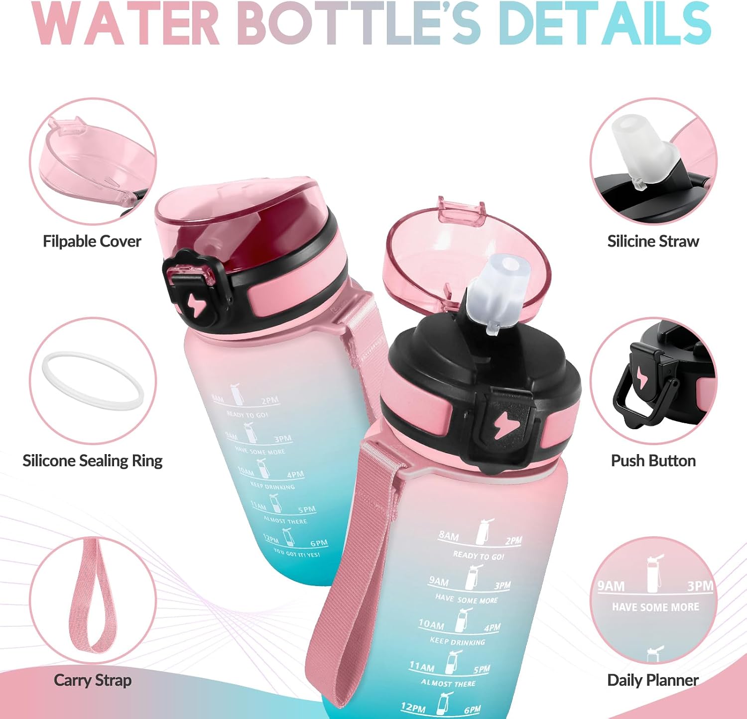 Detalle de Borraccia 500 ml Mulbijeo con cannuccia