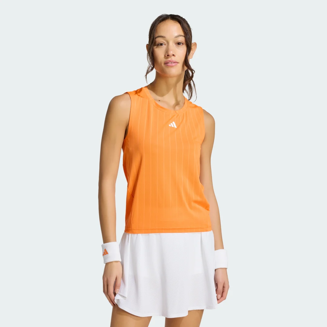 Detalle de Camiseta de tirantes de tenis Climacool+ Pro de Adidas - color naranja