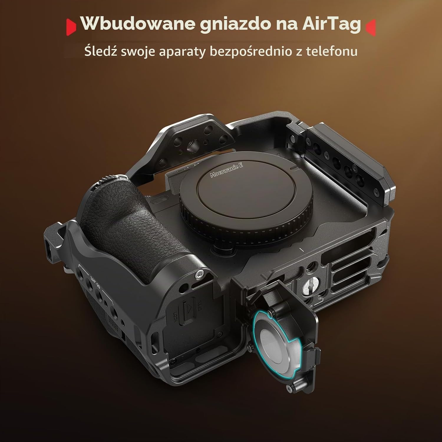 Thumbnail 2 de SMALLRIG 5583 – klatka do Sony Alpha z gniazdem AirTag i płytką Arca-Swiss
