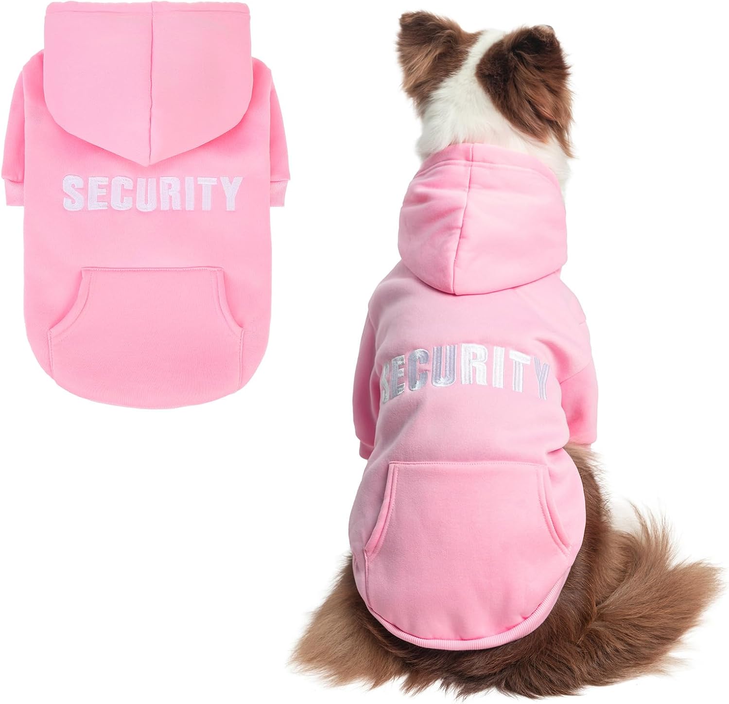 Detalle de SCENEREAL Security Dog Hoodie, Size L, Embroidered Back, Leash Hole and Pocket