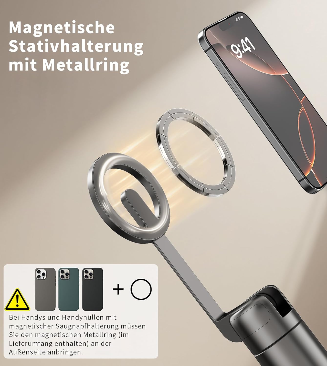 Detalle 2 de TONEOF Magnetischer Selfie Stick 173 cm mit Stativ