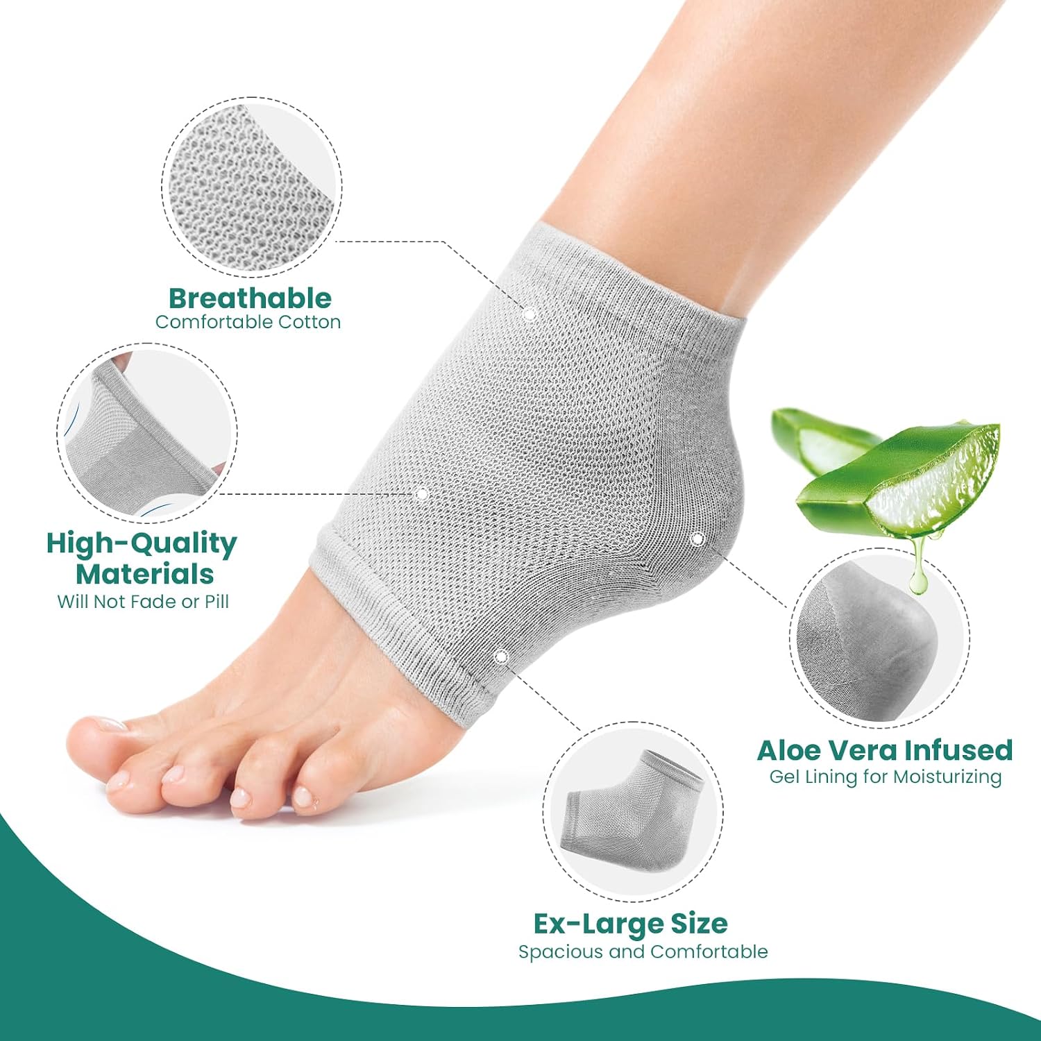 Detalle de Welnove Moisturizing Heel Socks Extra Large