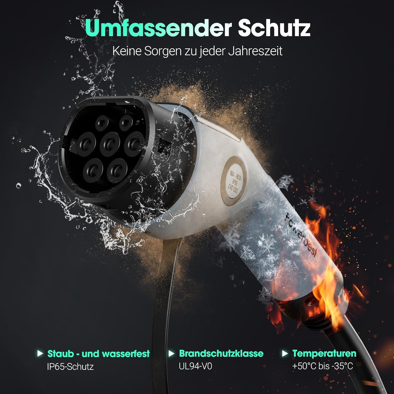 Thumbnail 3 de POWERBEST Typ-2-Ladekabel 11 kW, 5 m – dreiphasig, Type 2 auf Type 2, 16 A, Mode 3