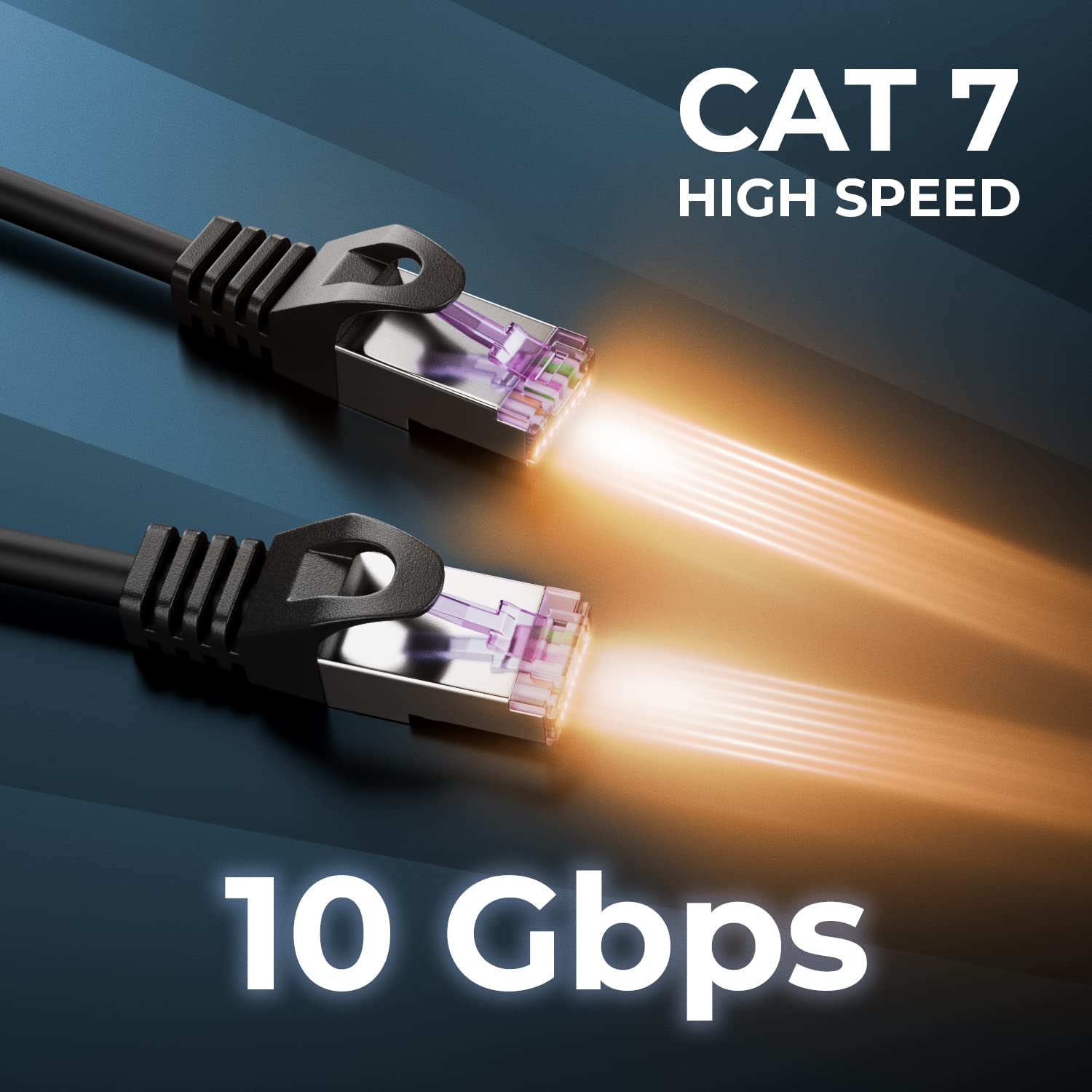 Detalle de deleyCON CAT7 Patchkabel 5 m – 10Gbit/s, S/FTP PiMF, RJ45, Kupfer, Schwarz
