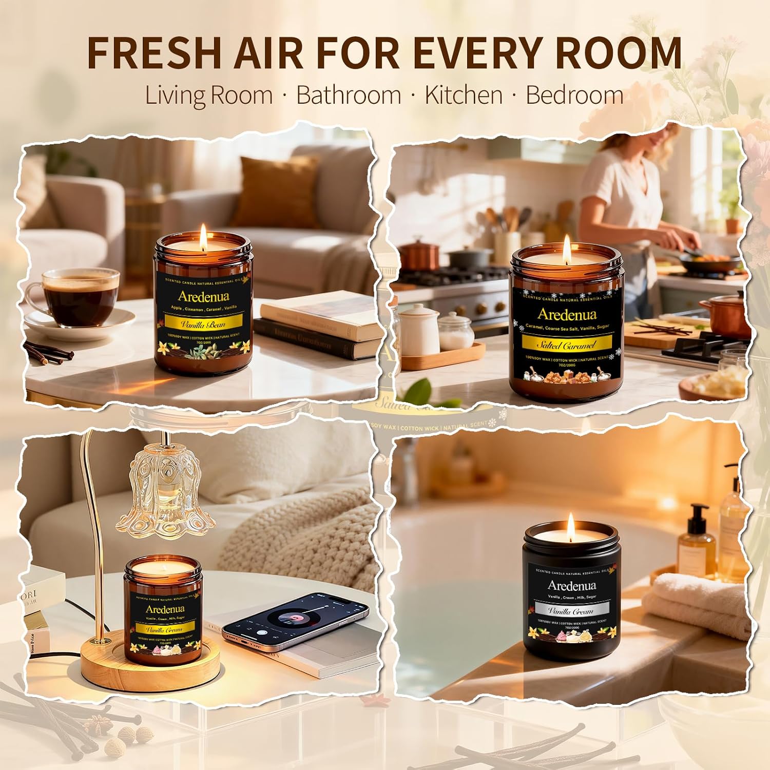 Thumbnail 6 de Salted Caramel Candle | Odor Eliminating Soy Candle, 7oz, Up to 50 Hours Burn Time