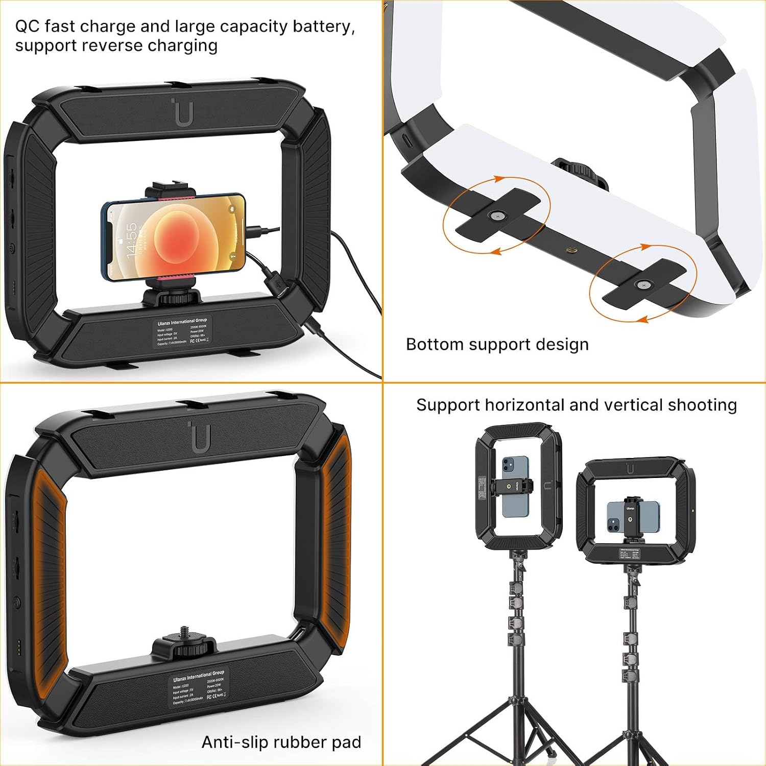 Detalle de ULANZI U-Rig Smartphone Video Rig avec lumière et stabilisateur portable