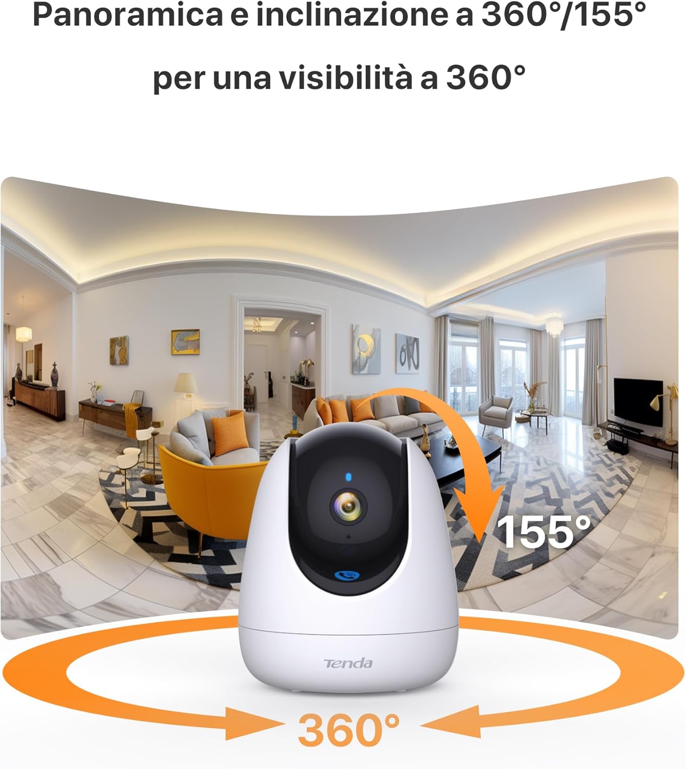 Thumbnail 4 de Tenda CP7V2.0 Telecamera WiFi Interna 360° PTZ, 5MP, Audio Bidirezionale e Rilevamento AI