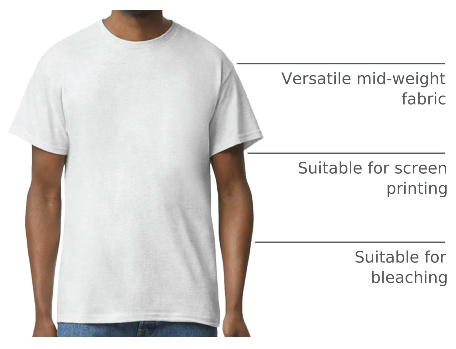 Detalle de Gildan Adult Heavy Cotton T-Shirt (Style G5000) — Classic Fit, Versatile Everyday Tee