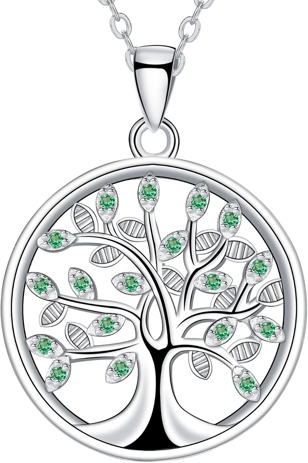 Detalle de J.MUEN Lebensbaum Halskette für Damen – 925 Sterling Silber, Lebensbaum-Anhänger