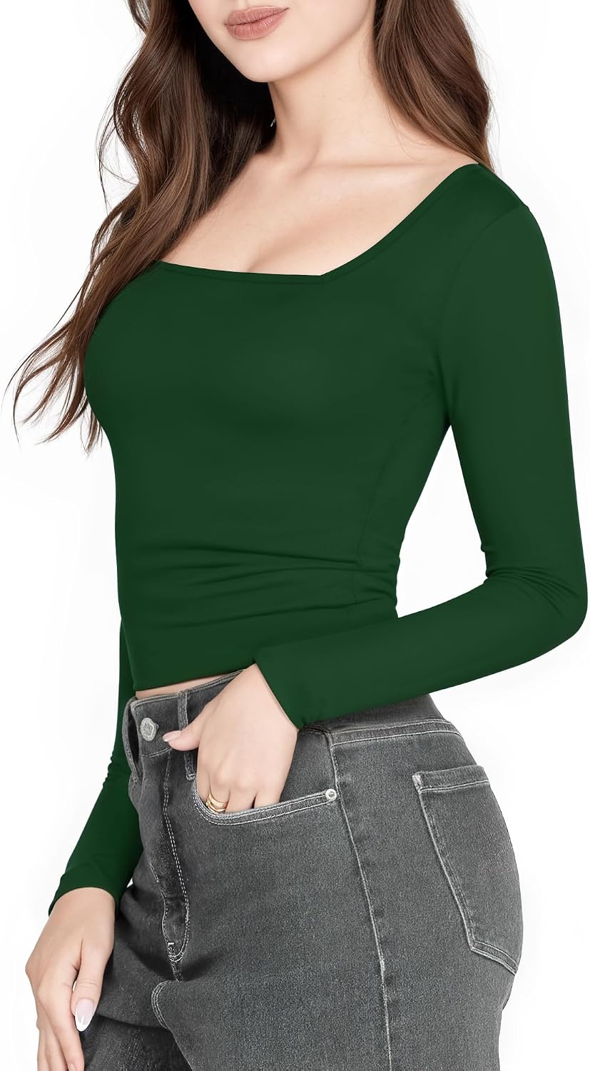 Thumbnail 1 de ALGALAROUND Women's Long Sleeve Square Neck Top – Slim Fit Casual to Going-Out Essential