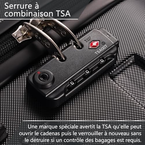Detalle 2 de COOLIFE Valise cabine 56 cm, 38 L, coque PC+ABS, roulettes 360° et cadenas TSA