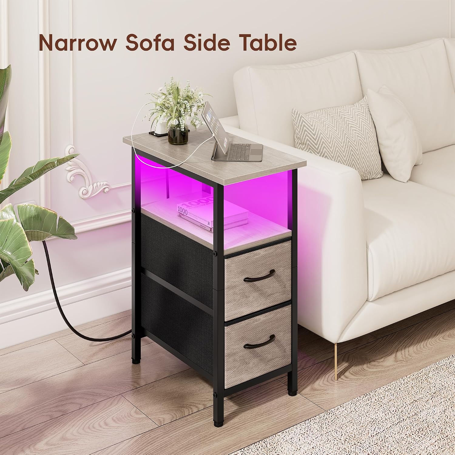 Thumbnail 6 de Vagusicc Nightstand with Charging Station 23.85"