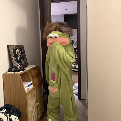 Thumbnail 2 de Generic Green Monster Onesie Pyjamas, Plush Hooded One-Piece