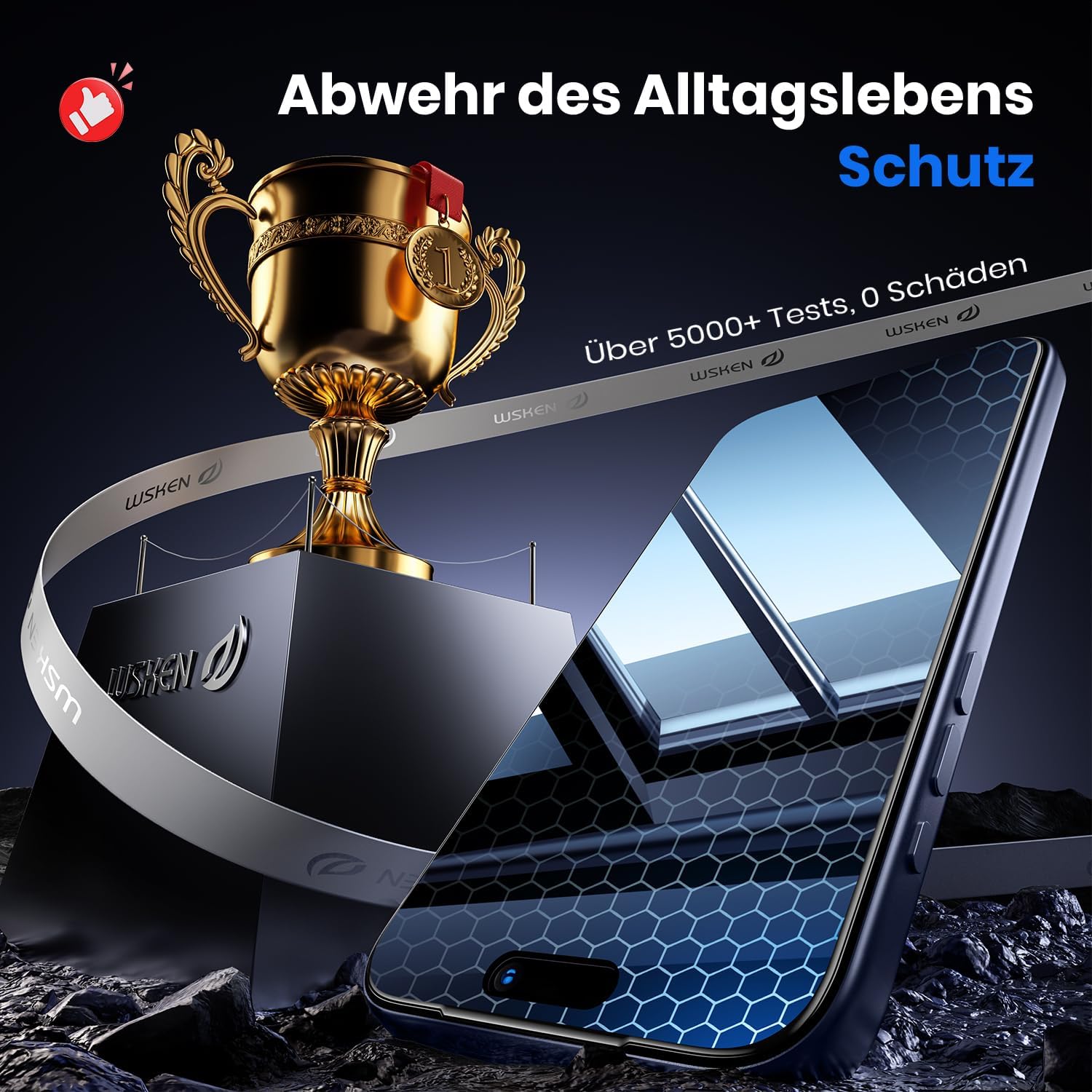 Detalle 2 de WSKEN iPhone 17 Pro Sichtschutz Panzerglas