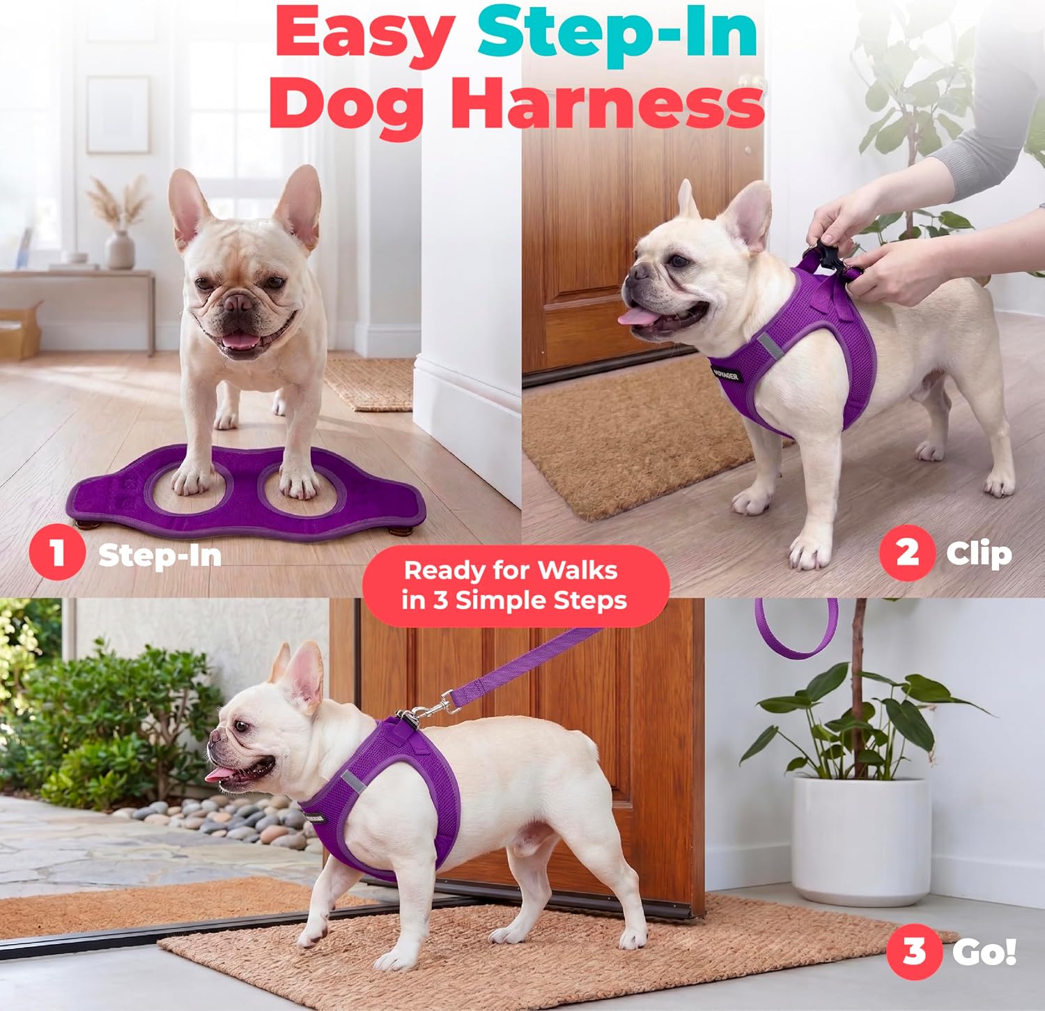 Detalle de Best Pet Supplies 207T-PPW-S Voyager Step-in Air Dog Vest Harness, Purple