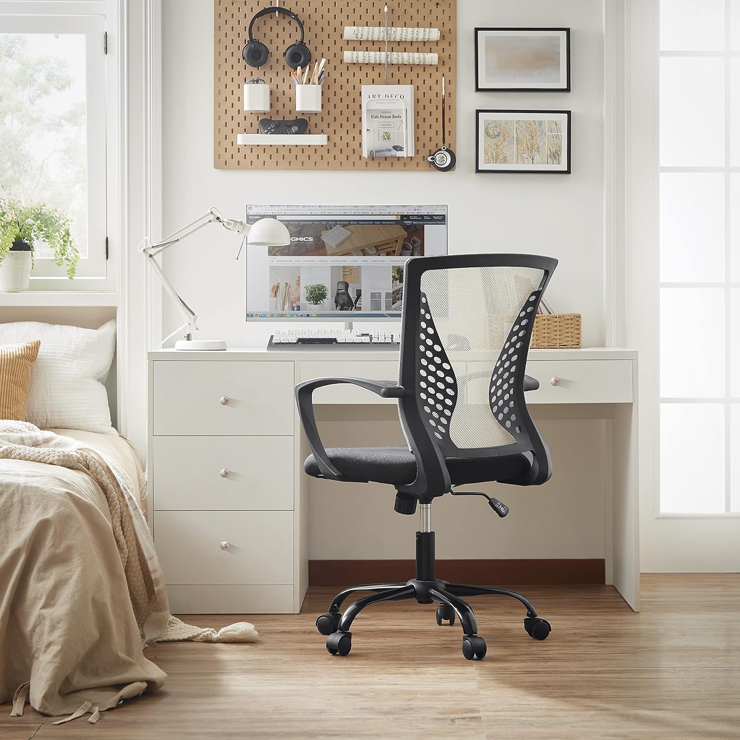 Detalle de SONGMICS Sedia da Ufficio con Schienale in rete, Grigio OB N022G01 — comfort regolabile e design traspirante