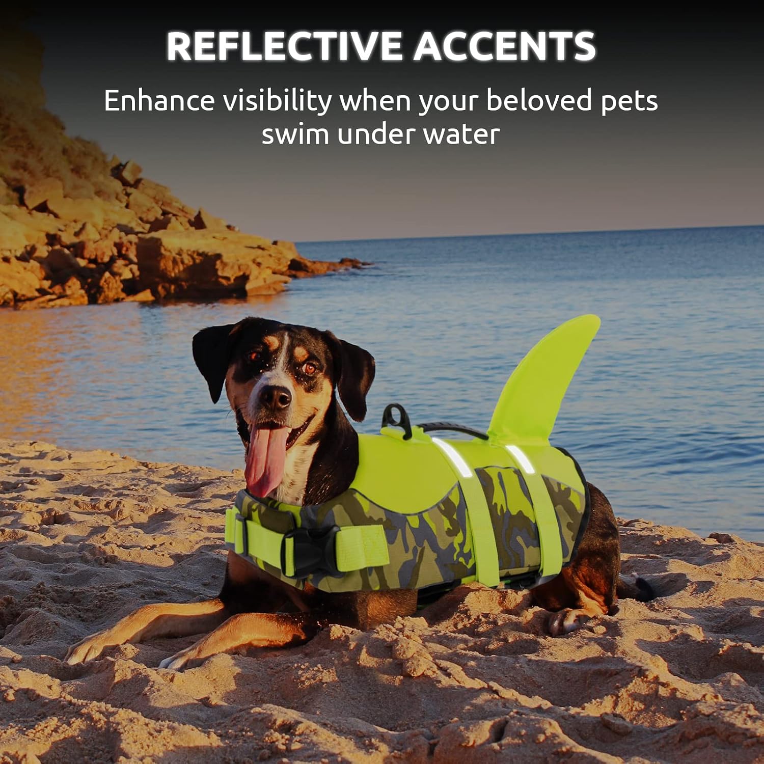 Detalle de Queenmore Dog Swimming Vest (Large) – Adjustable Pet Life Jacket with Rescue Handle