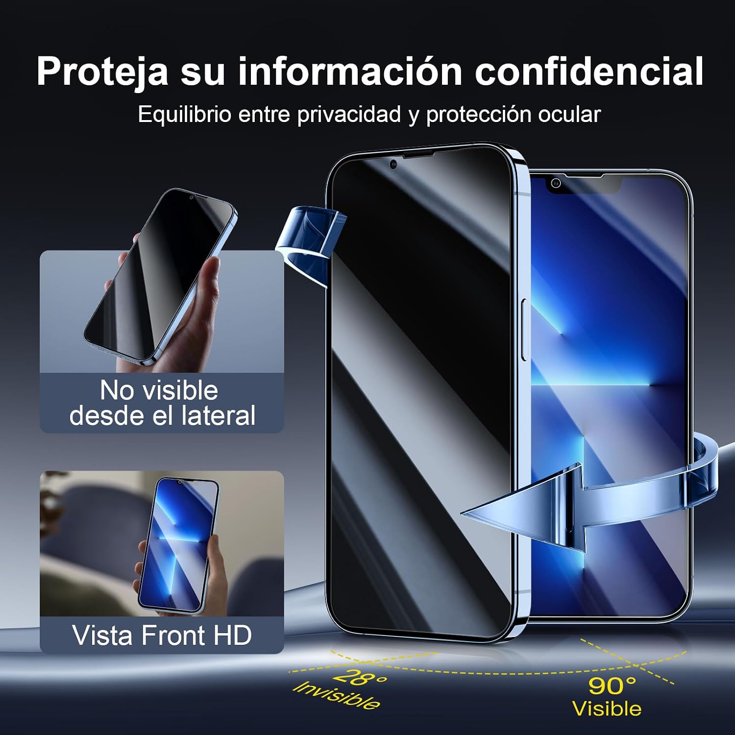 Detalle de NEW'C Protector privacidad para iPhone 13 Pro 28°
