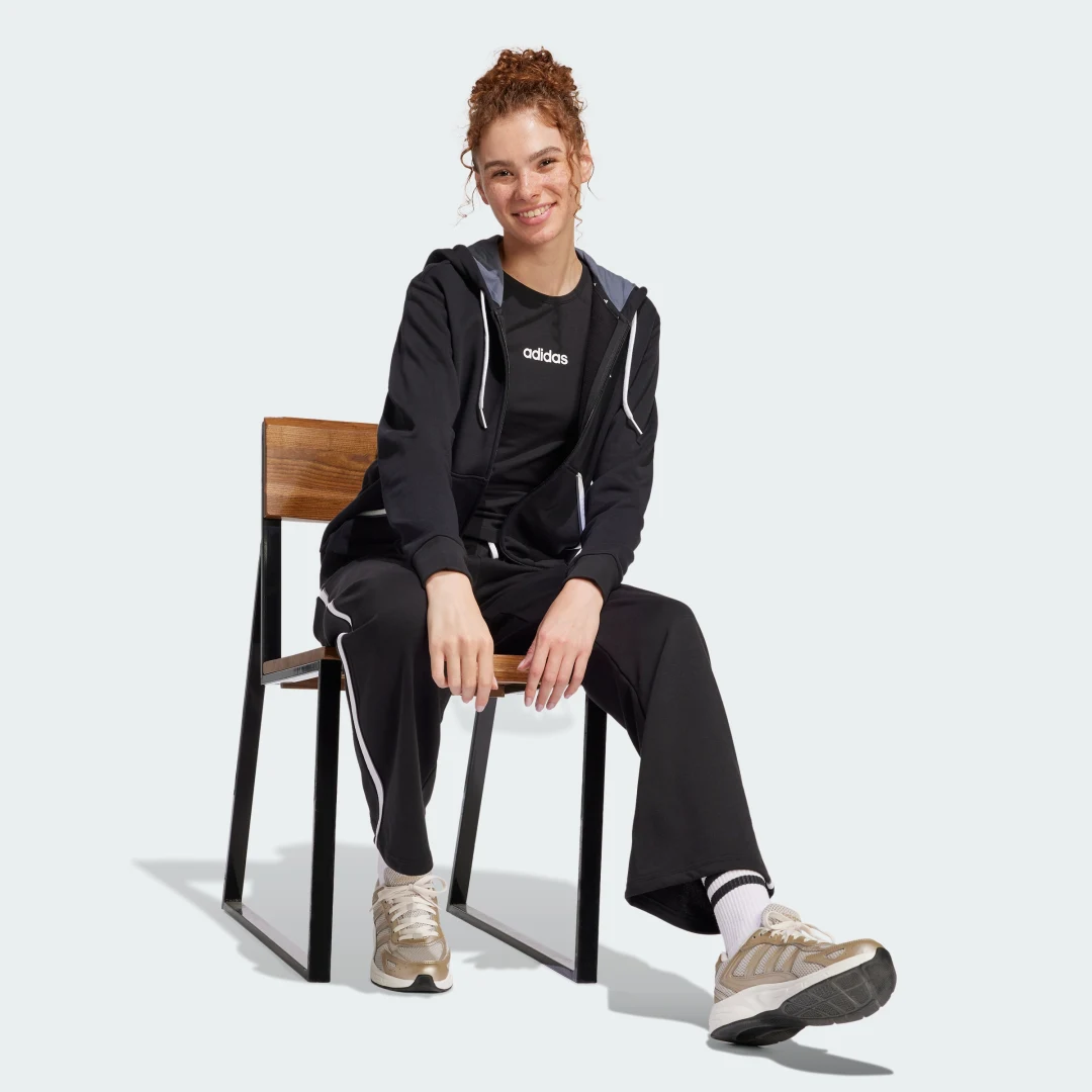 Detalle de Adidas Essentials Color Pop French Terry Full-Zip Hoodie – Negro