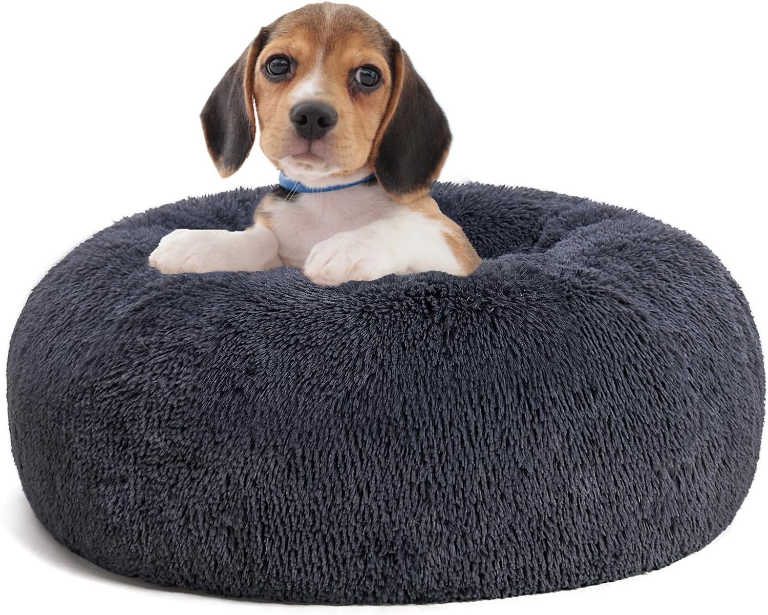 Detalle de HMTOPE Orthopädisches Hundebett rund 60 cm Ø – Dunkelgrau, waschbar