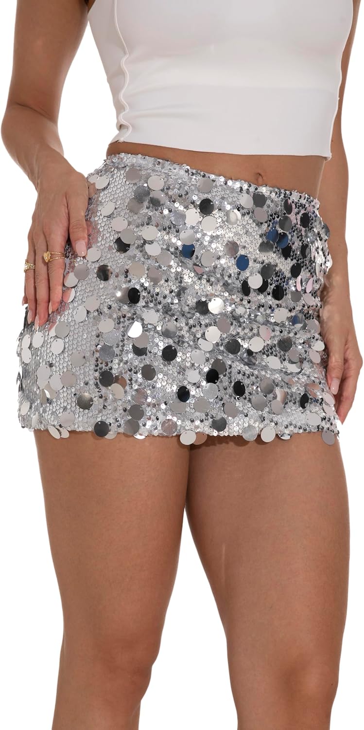 Thumbnail 3 de GUANYY Mini Sequin Skirt for Women, High-Waisted Stretch, Fully Lined