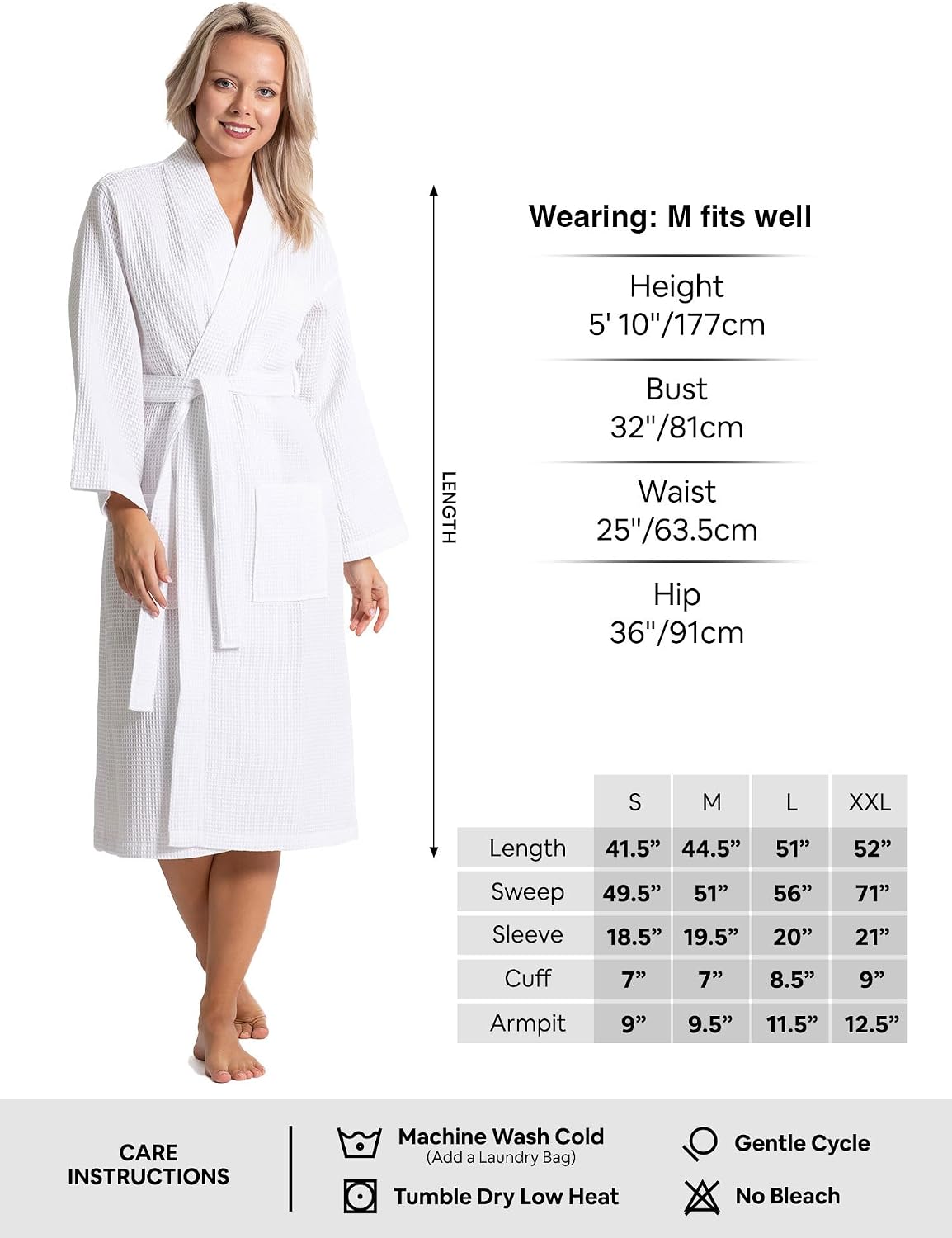 Thumbnail 6 de Kimono robe 52% cotton waffle knit