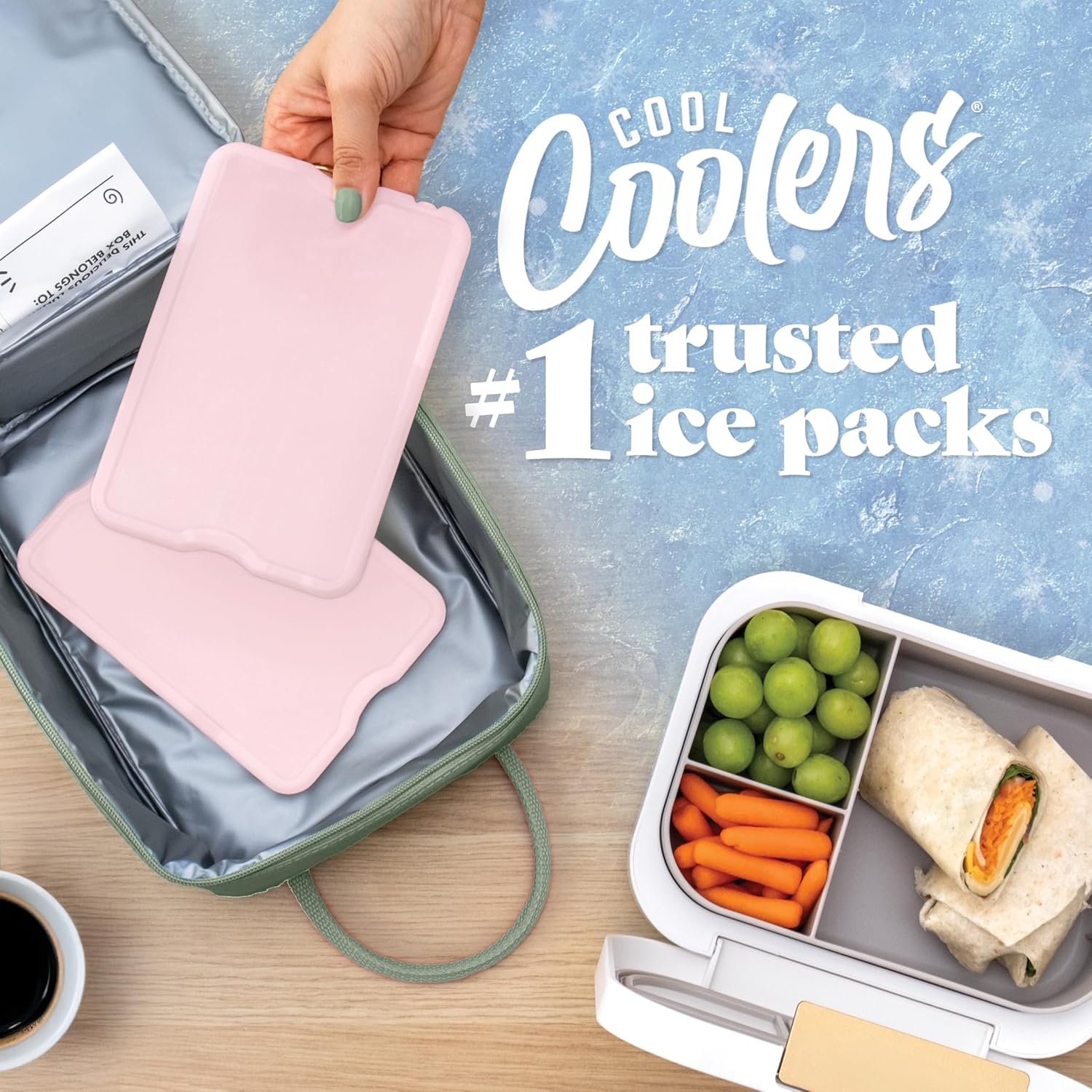 Thumbnail 1 de Fit & Fresh Cool Coolers XL Slim Ice Packs (4Pk) – Quick-Freeze Reusable Lunch Cooler Packs, Space-Saving, Light Pink