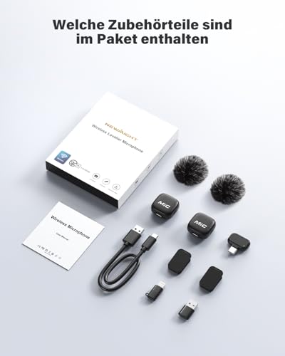 Thumbnail 8 de Newmight kabelloses Lavalier-Mikrofon im 2er-Pack mit Rauschunterdrückung und DSP
