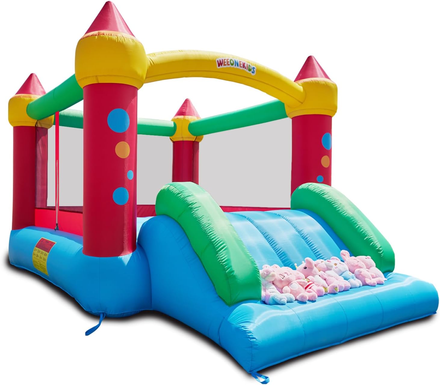 Detalle de WeeOneKids Air Bounce House: Family-Size Inflatable with Slide, 81 sq ft of Fun