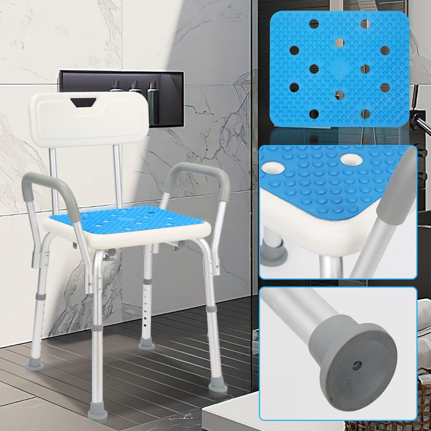 Thumbnail 3 de Sonnewelt sgabello da doccia con schienale e bracciolo regolabile in altezza (41–53,5 cm)