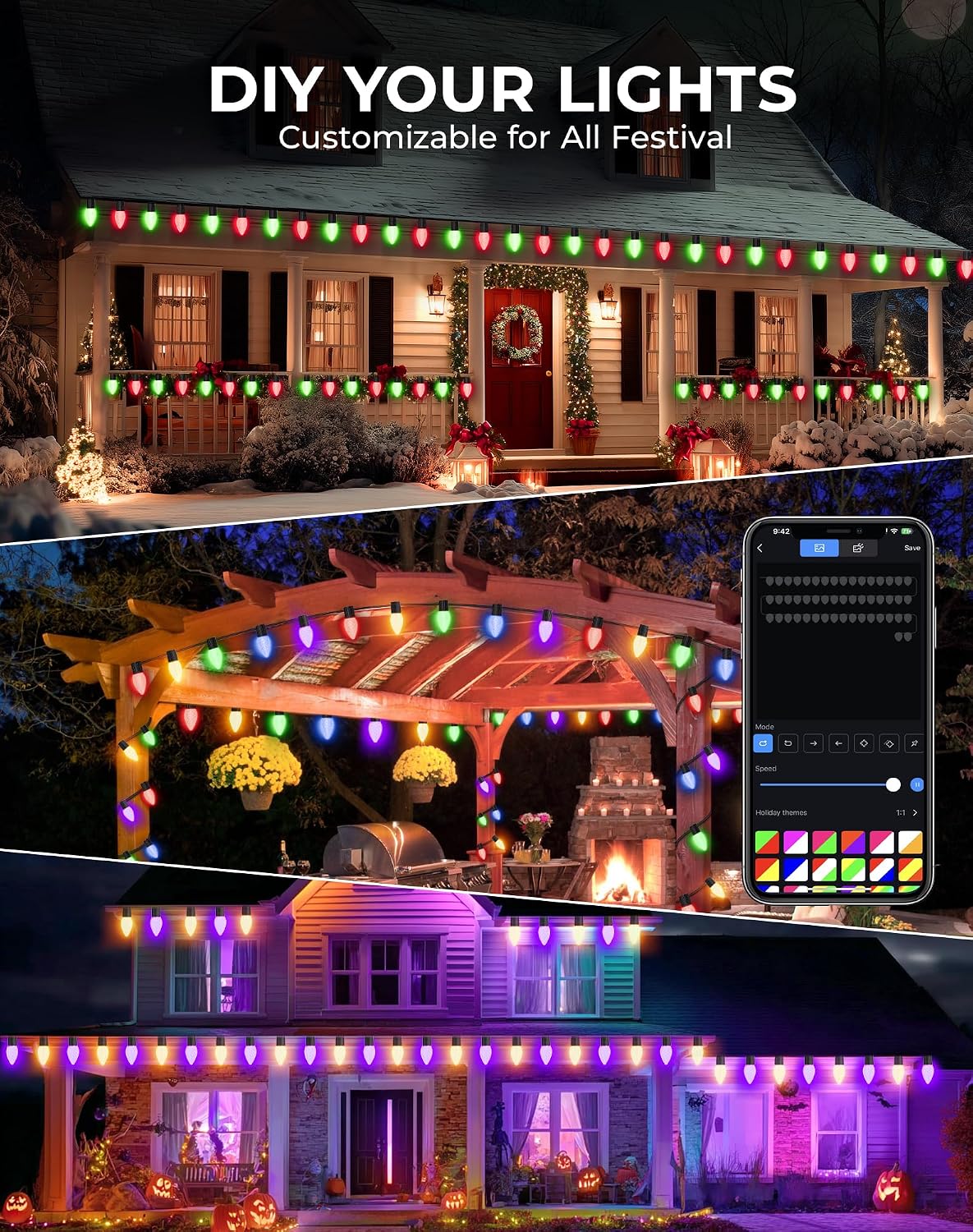 Detalle 2 de Avatar Controls BMSL18 Smart C9 Outdoor Christmas Lights, 100 RGB LEDs