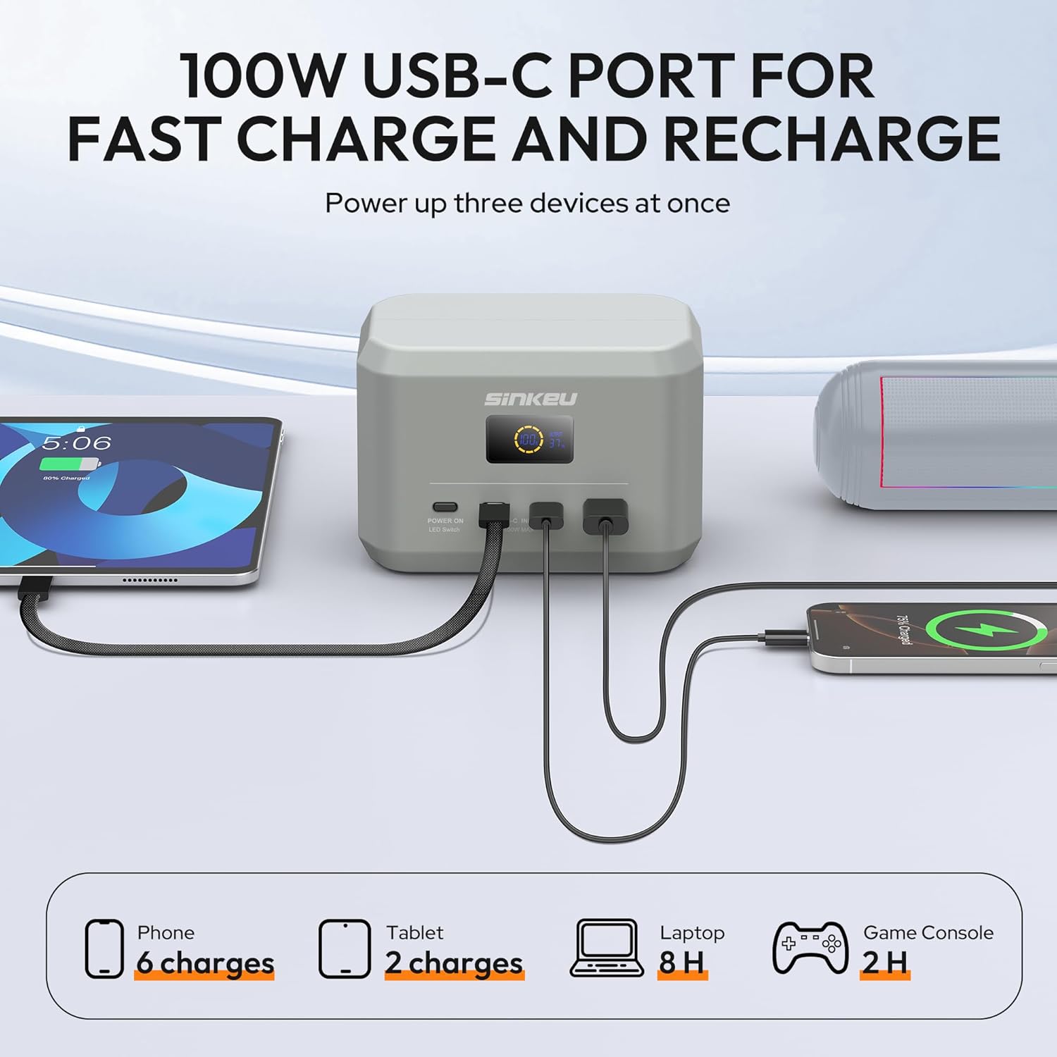 Detalle de SinKeu Portable Power Station (96Wh, LiFePO4) – 100W Mini Solar Generator Power Bank