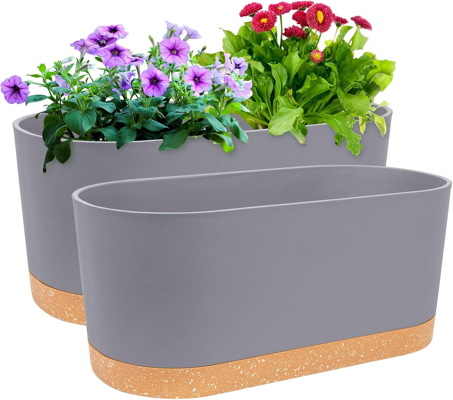 Thumbnail 6 de QCQHDU 20cm Plant Pot (2-Pack) with Drainage Holes & Saucer, Green