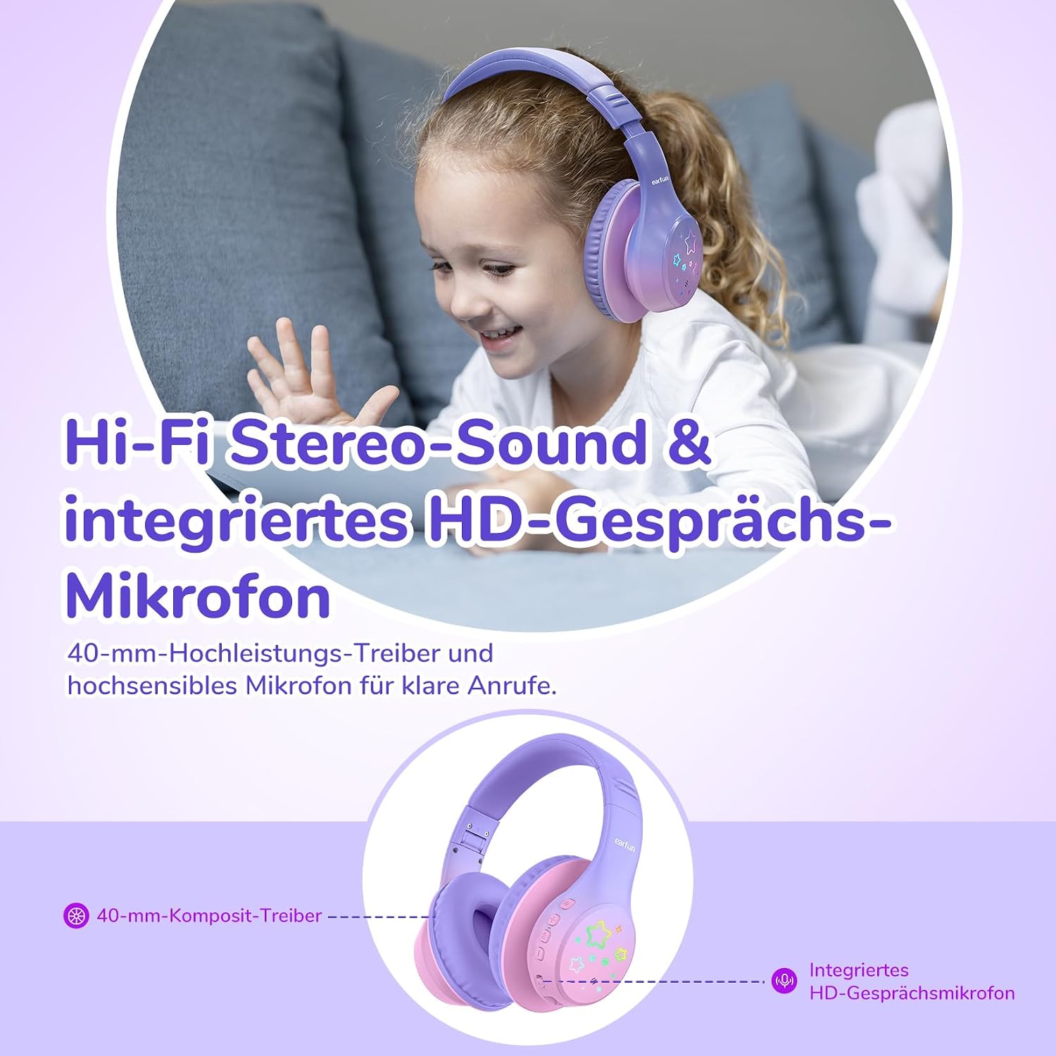 Detalle 2 de EarFun Bluetooth Kopfhörer Kinder
