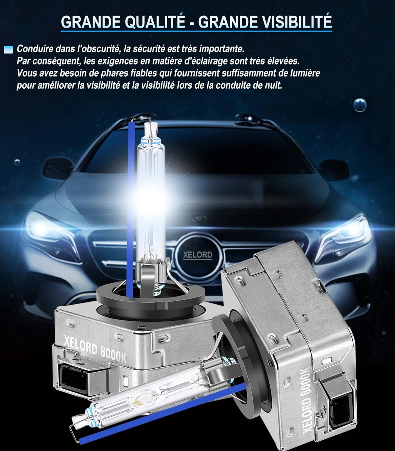 Thumbnail 1 de XELORD D1S 8000K Xenon 35W (12V) lampadina HID, confezione da 2